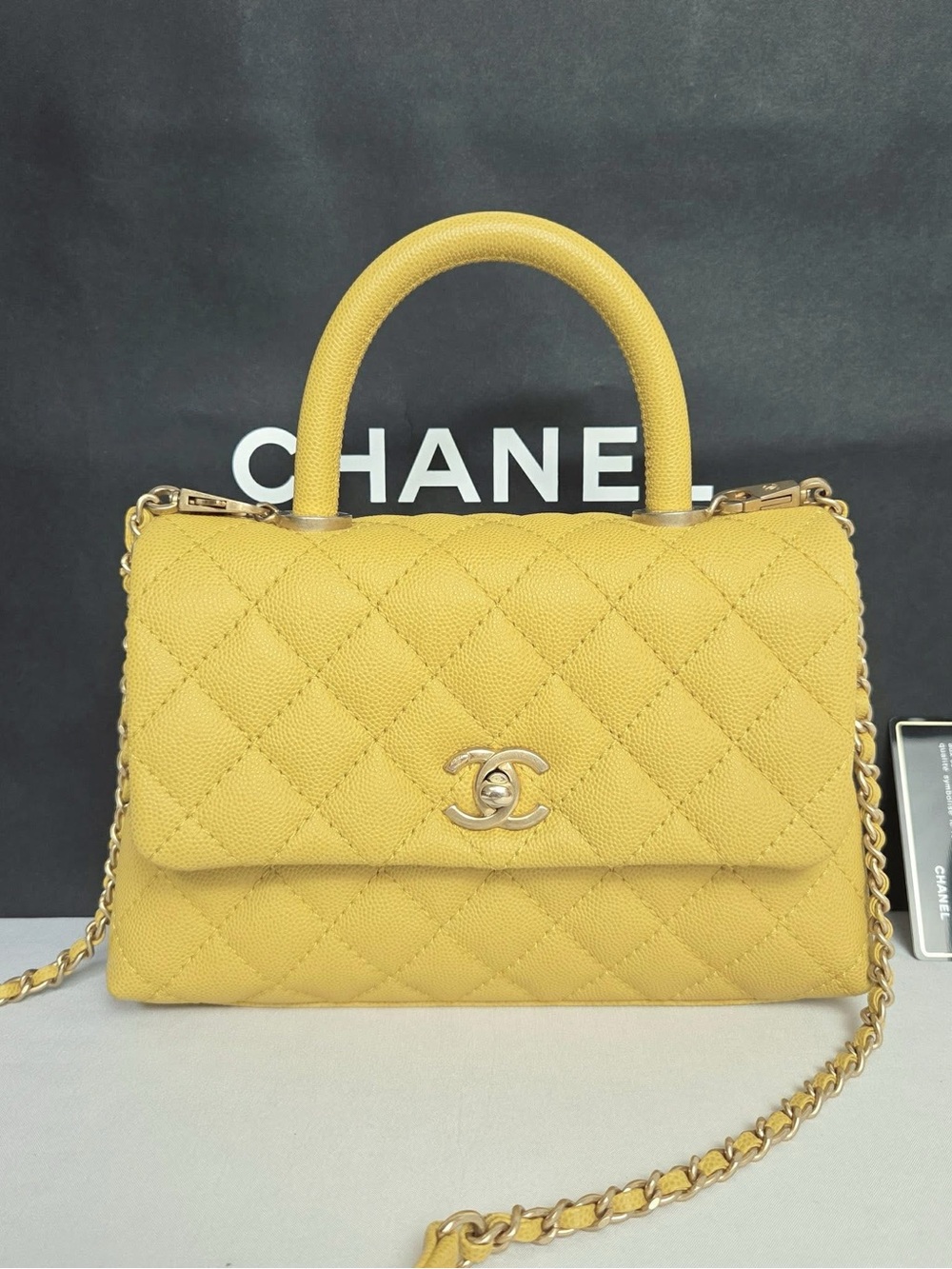 CHANEL top handle small caviar